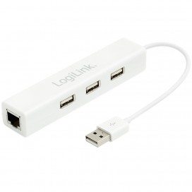 Adattatore USB 2.0 con Porta Fast Ethernet e Hub USB 3 Porte