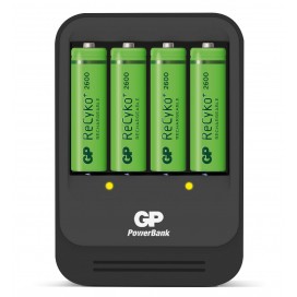 Caricabatterie Intelligente 4 AA/AAA con 4 batterie AA 2600mAh USB nero