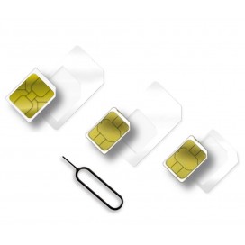 Adattatore Scheda SIM (4 in 1) nano-SIM, Micro-SIM e SIM Bianco